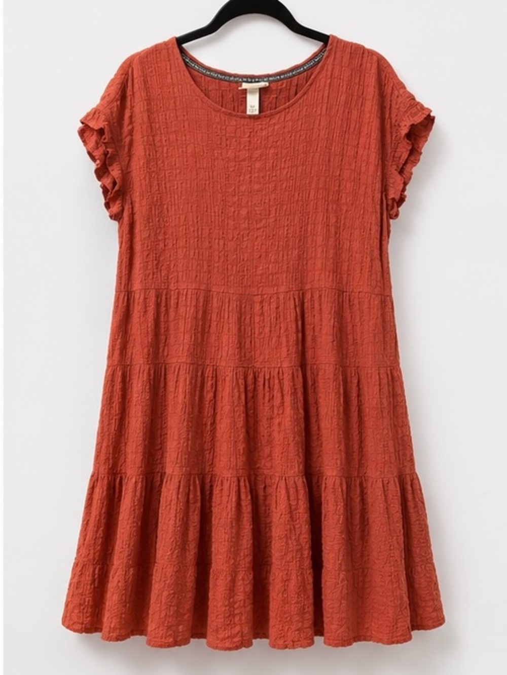 Knox Rose Rust Tiered Ruffle Sleeve Dress